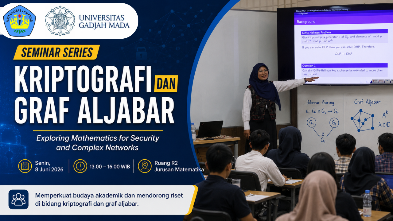 Dua Mahasiswa Doktoral UGM Berbagi Kajian Kriptografi dan Graf Aljabar di FMIPA Unila