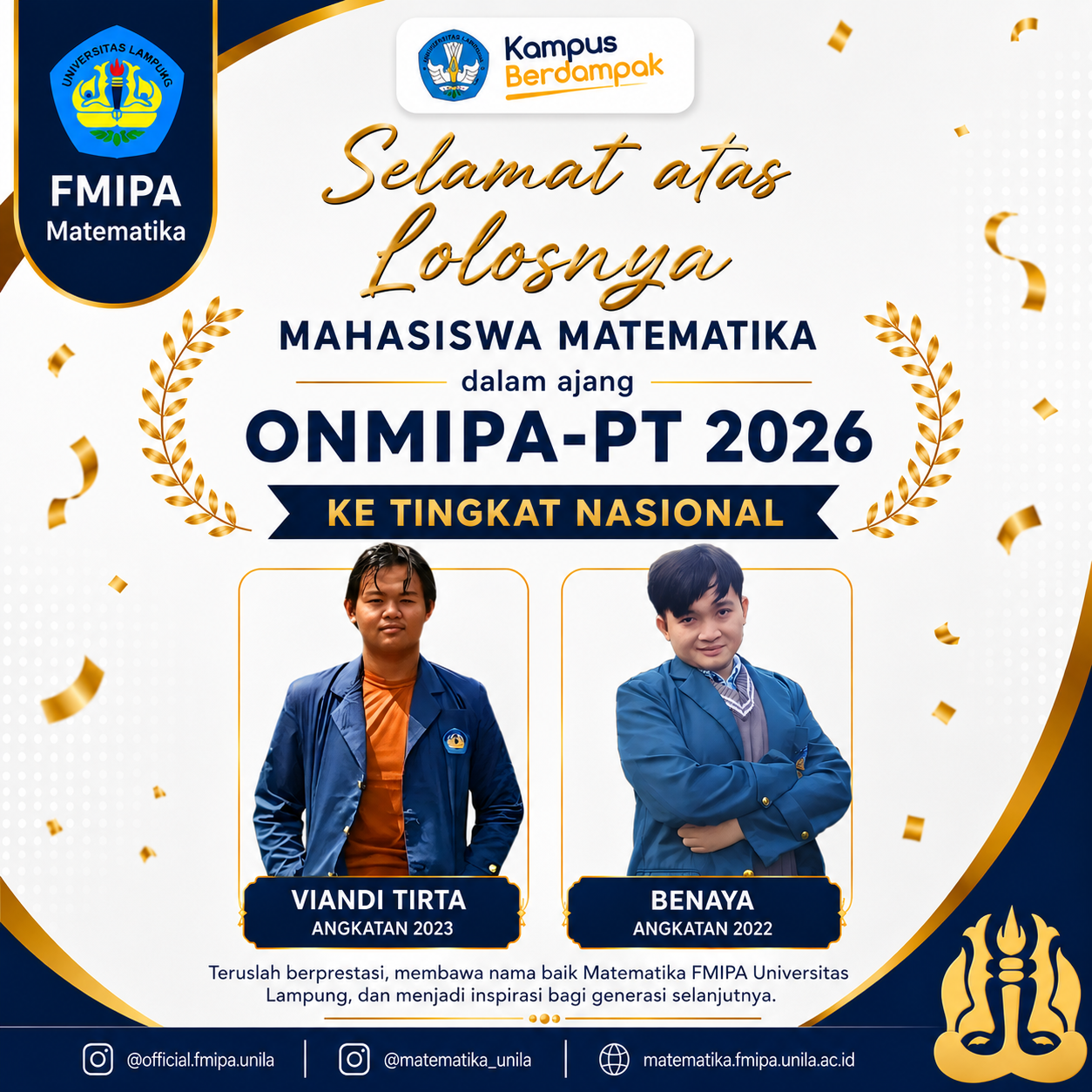 Gambar berita: Dua Mahasiswa Matematika FMIPA Universitas Lampung Berhasil Lolos ONMIPA-PT 2026 ke Tingkat Nasional