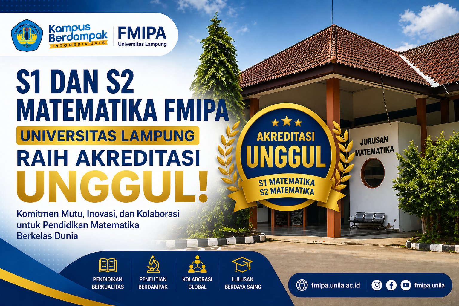 Gambar berita: S1 dan S2 Matematika FMIPA Universitas Lampung Raih Akreditasi Unggul LAMSAMA, Tegaskan Kualitas Pendidikan Berkelas Nasional
